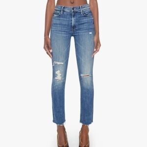 MOTHER Blue Distressed Jeans